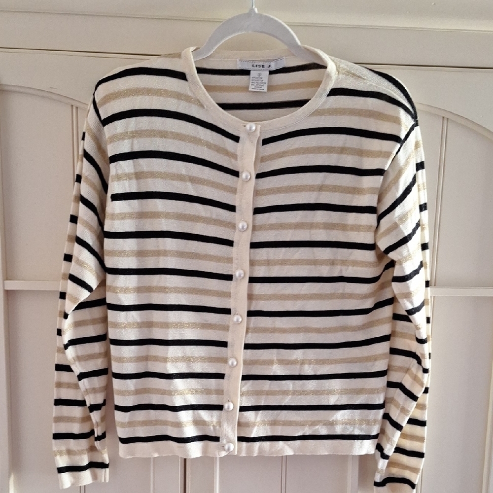 Forever 21 Striped Cream and Black Cardigan